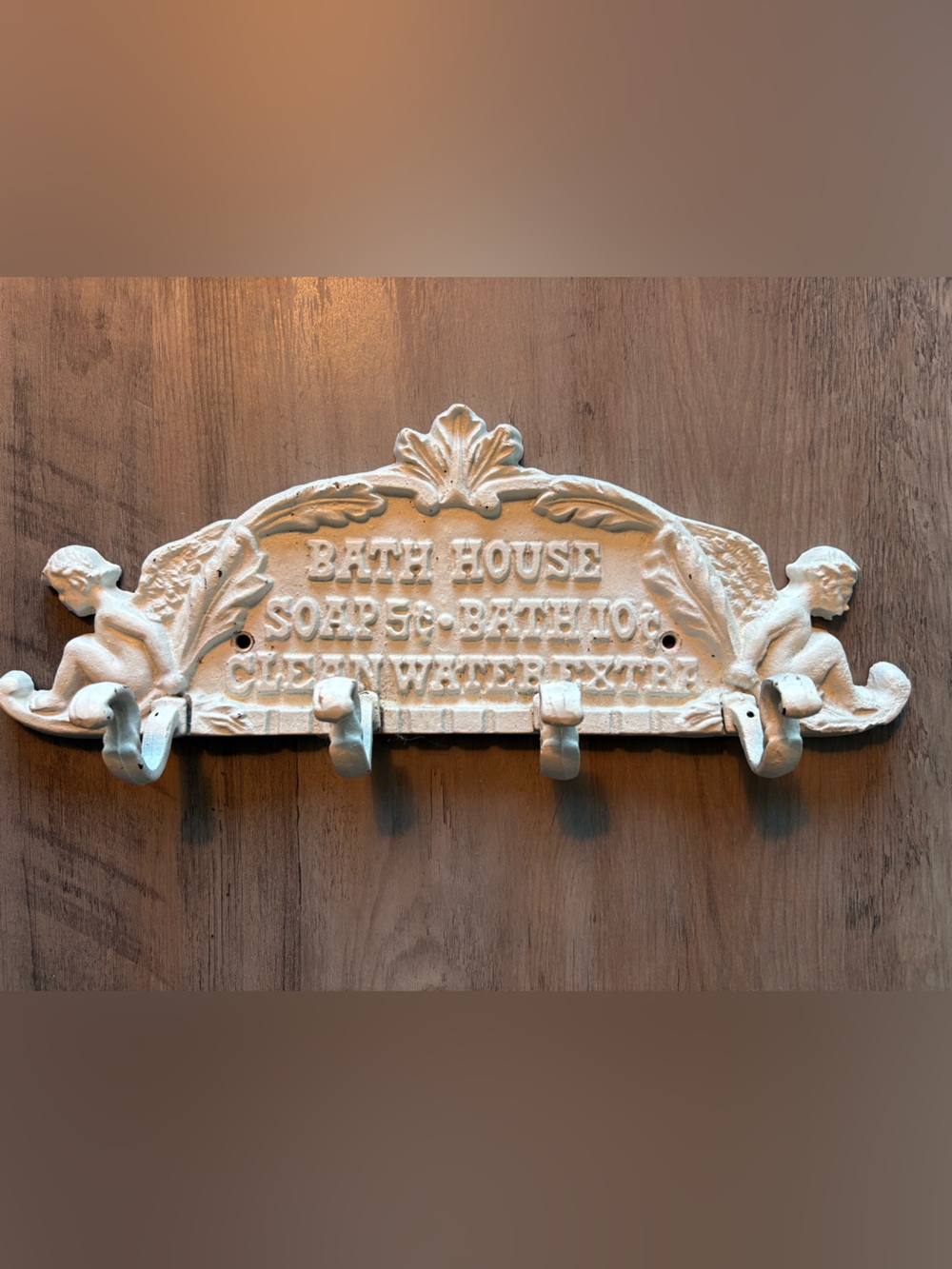 White Decorative Wall Hook Plaque - Antique style bath decor